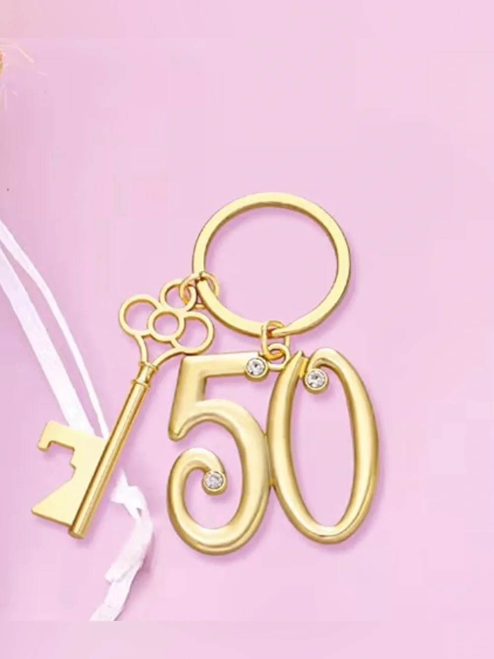 50th celebration charm key bottle opener keychain